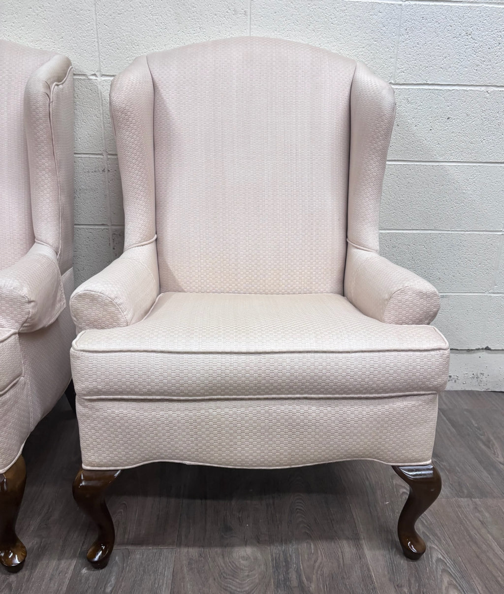 Vintage Charles Custom Furniture High Back Wingback Chairs - Pair