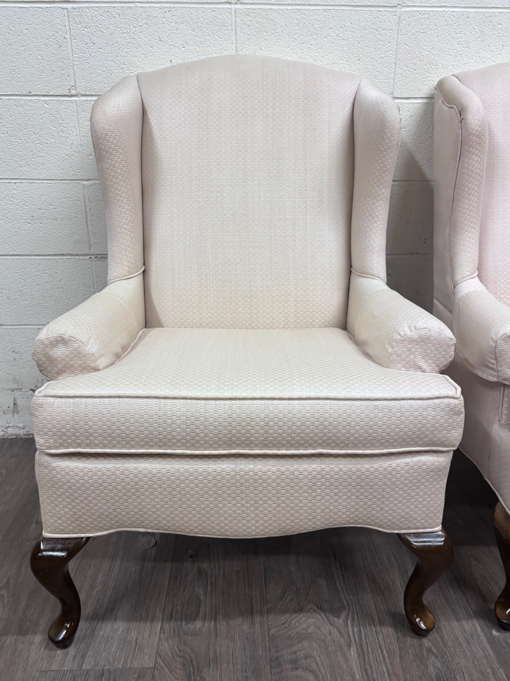 Vintage Charles Custom Furniture High Back Wingback Chairs - Pair