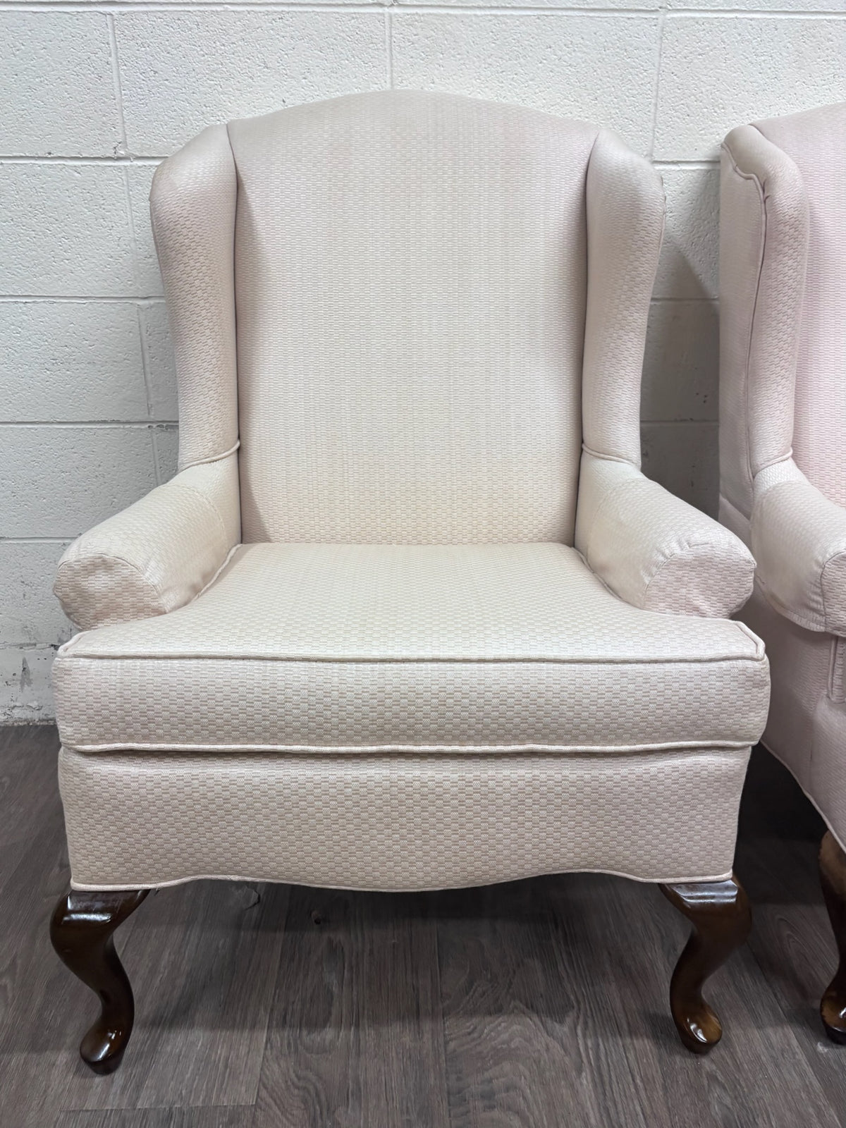 Vintage Charles Custom Furniture High Back Wingback Chairs - Pair