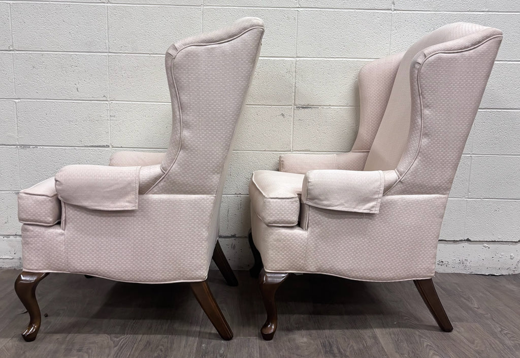 Vintage Charles Custom Furniture High Back Wingback Chairs - Pair