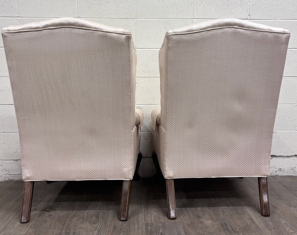 Vintage Charles Custom Furniture High Back Wingback Chairs - Pair