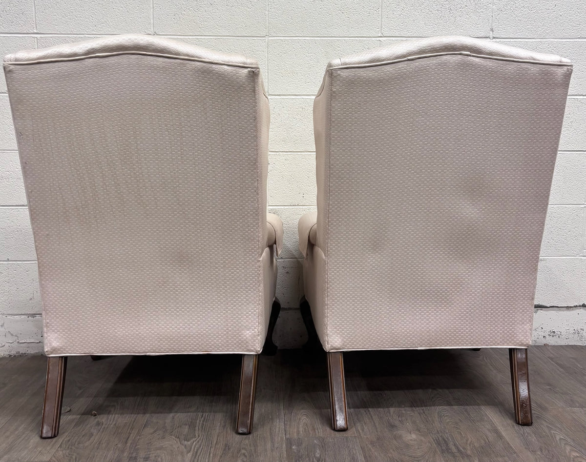 Vintage Charles Custom Furniture High Back Wingback Chairs - Pair
