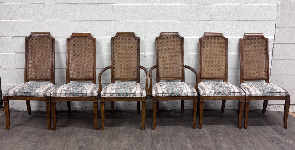 Vintage Drexel Heritage 1984 Caned Back Dining Chairs - Set of 6