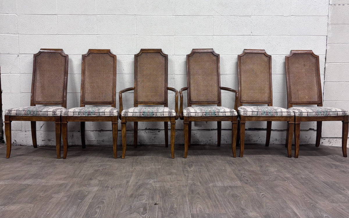 Vintage Drexel Heritage 1984 Caned Back Dining Chairs - Set of 6