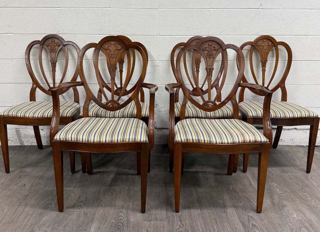 Vintage Hepplewhite or Georgian Style Shield Back Dining Chairs - Set of 6