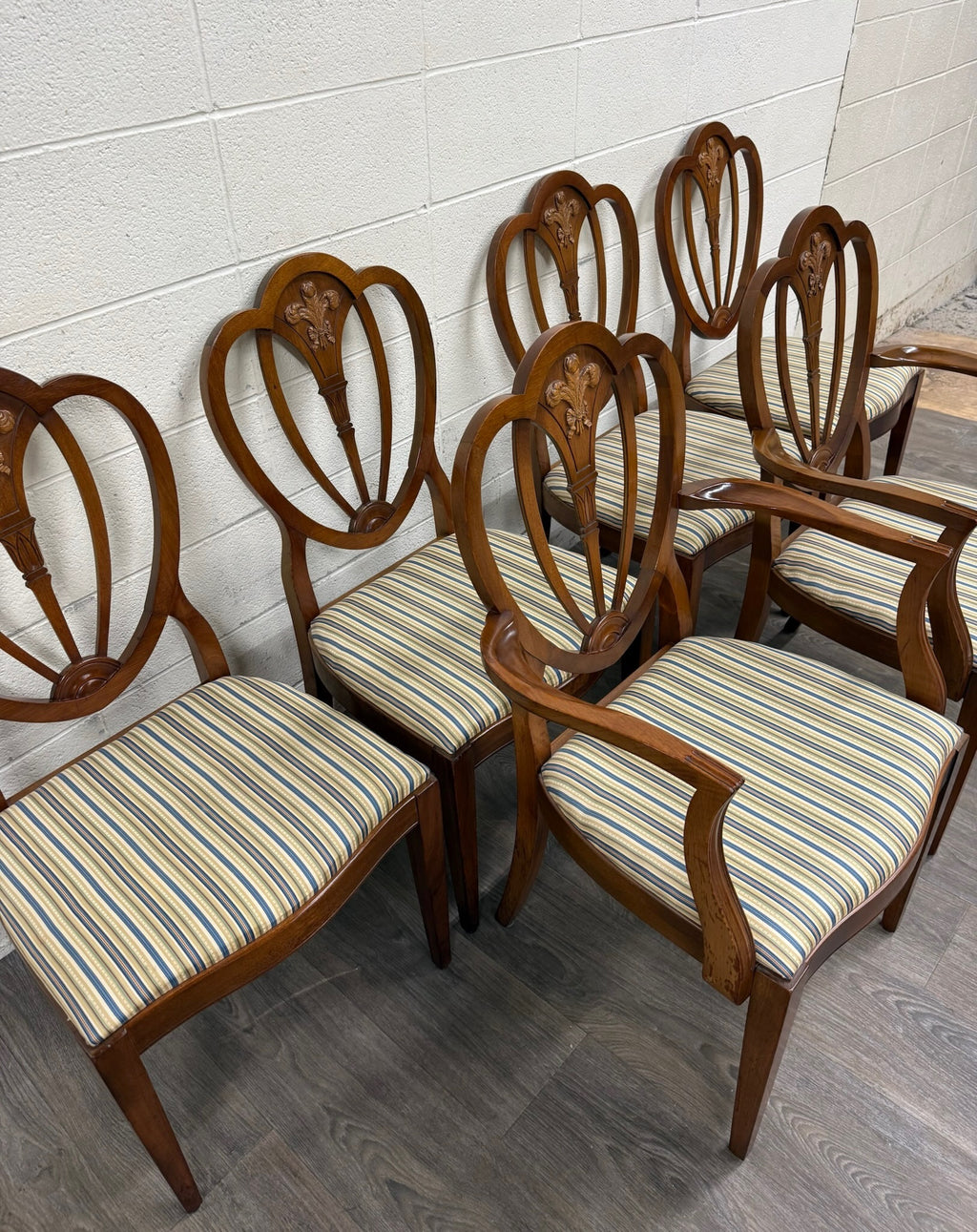 Vintage Hepplewhite or Georgian Style Shield Back Dining Chairs - Set of 6