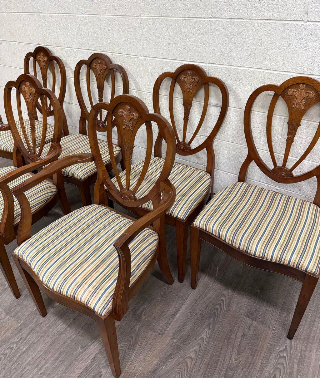 Vintage Hepplewhite or Georgian Style Shield Back Dining Chairs - Set of 6