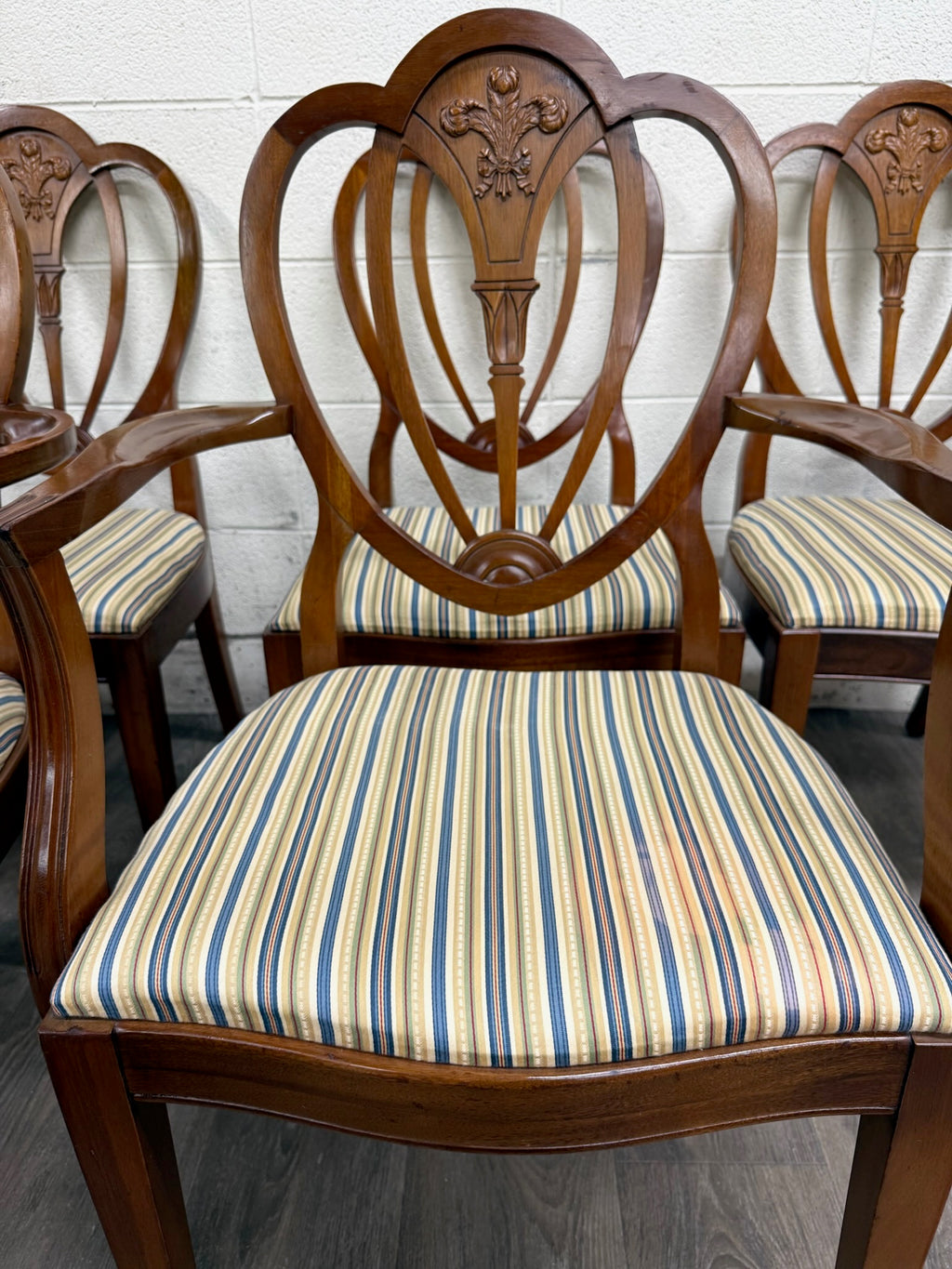 Vintage Hepplewhite or Georgian Style Shield Back Dining Chairs - Set of 6