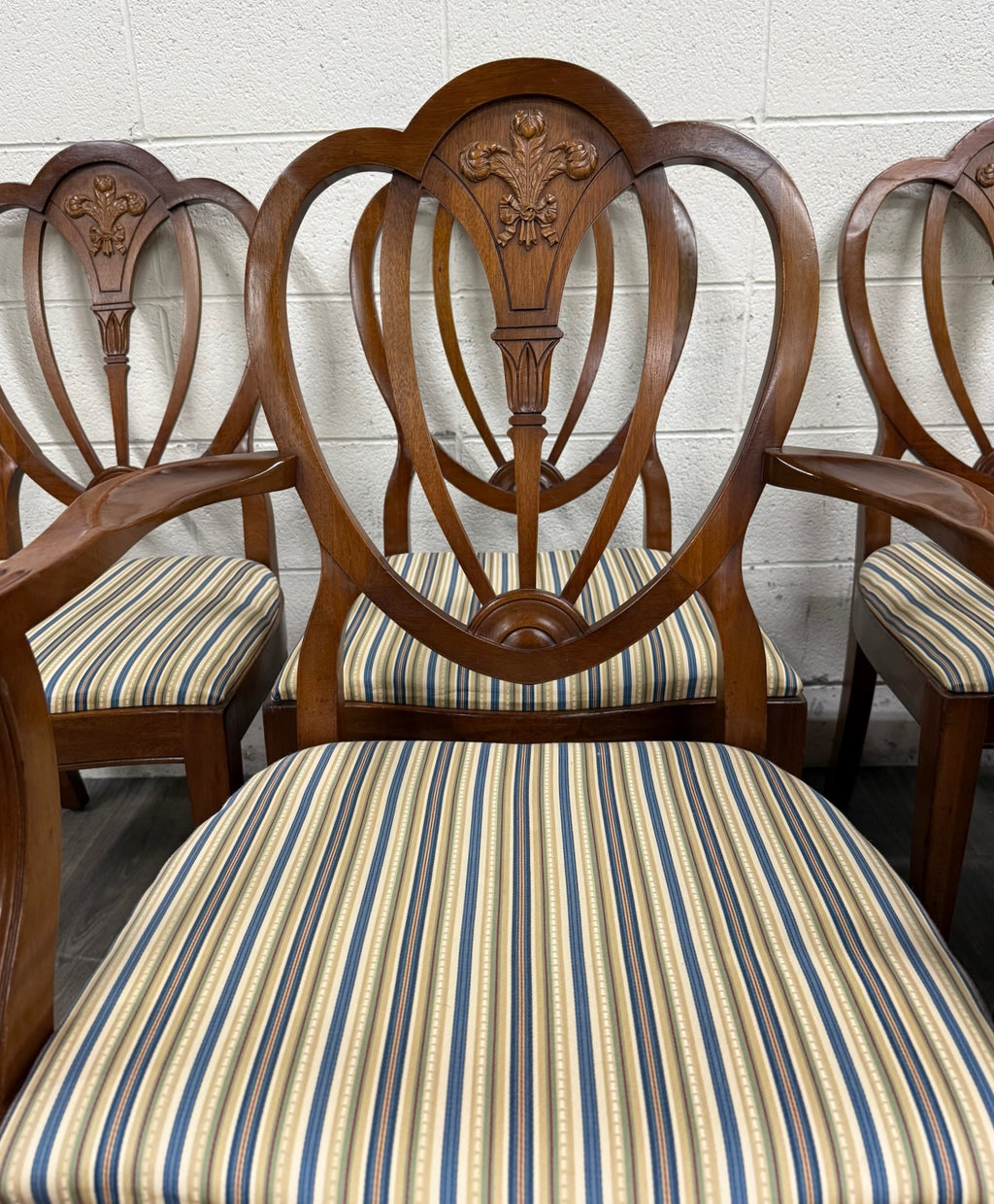 Vintage Hepplewhite or Georgian Style Shield Back Dining Chairs - Set of 6