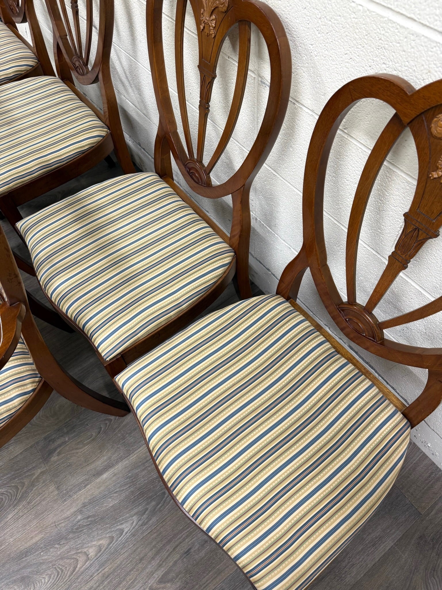 Vintage Hepplewhite or Georgian Style Shield Back Dining Chairs - Set of 6