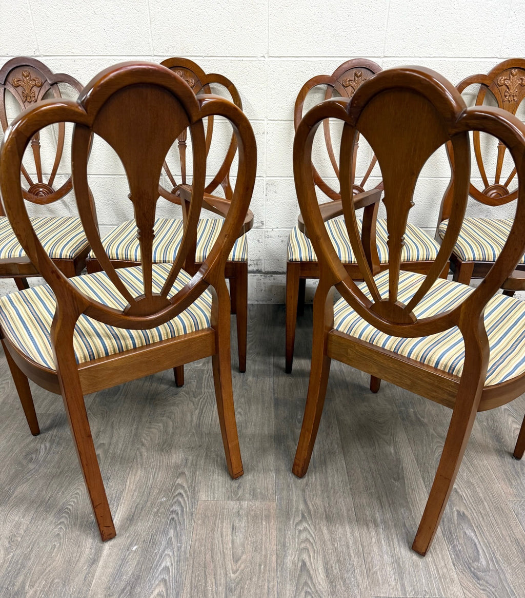 Vintage Hepplewhite or Georgian Style Shield Back Dining Chairs - Set of 6