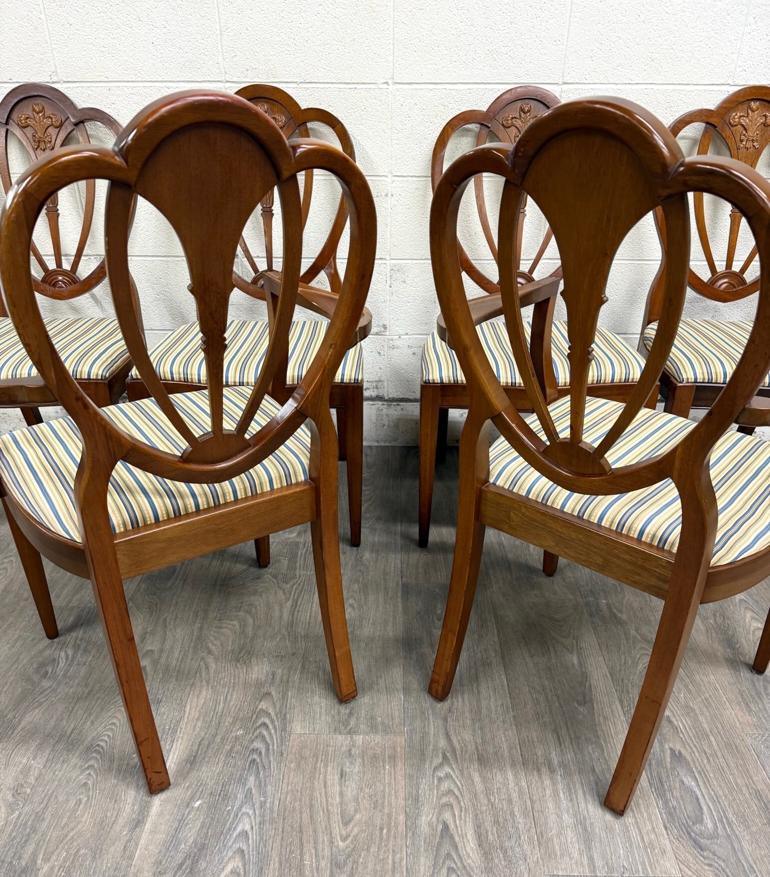 Vintage Hepplewhite or Georgian Style Shield Back Dining Chairs - Set of 6