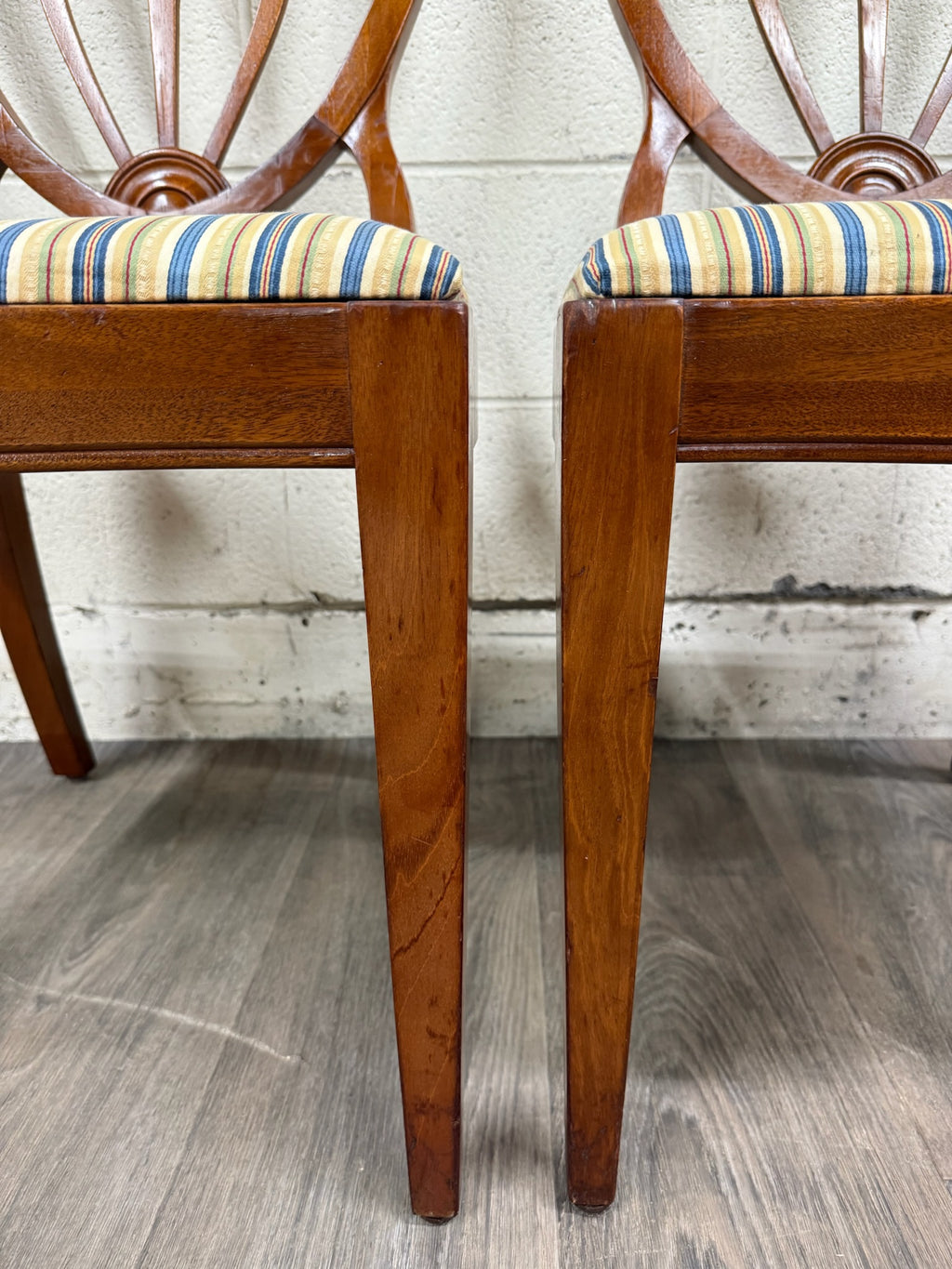 Vintage Hepplewhite or Georgian Style Shield Back Dining Chairs - Set of 6