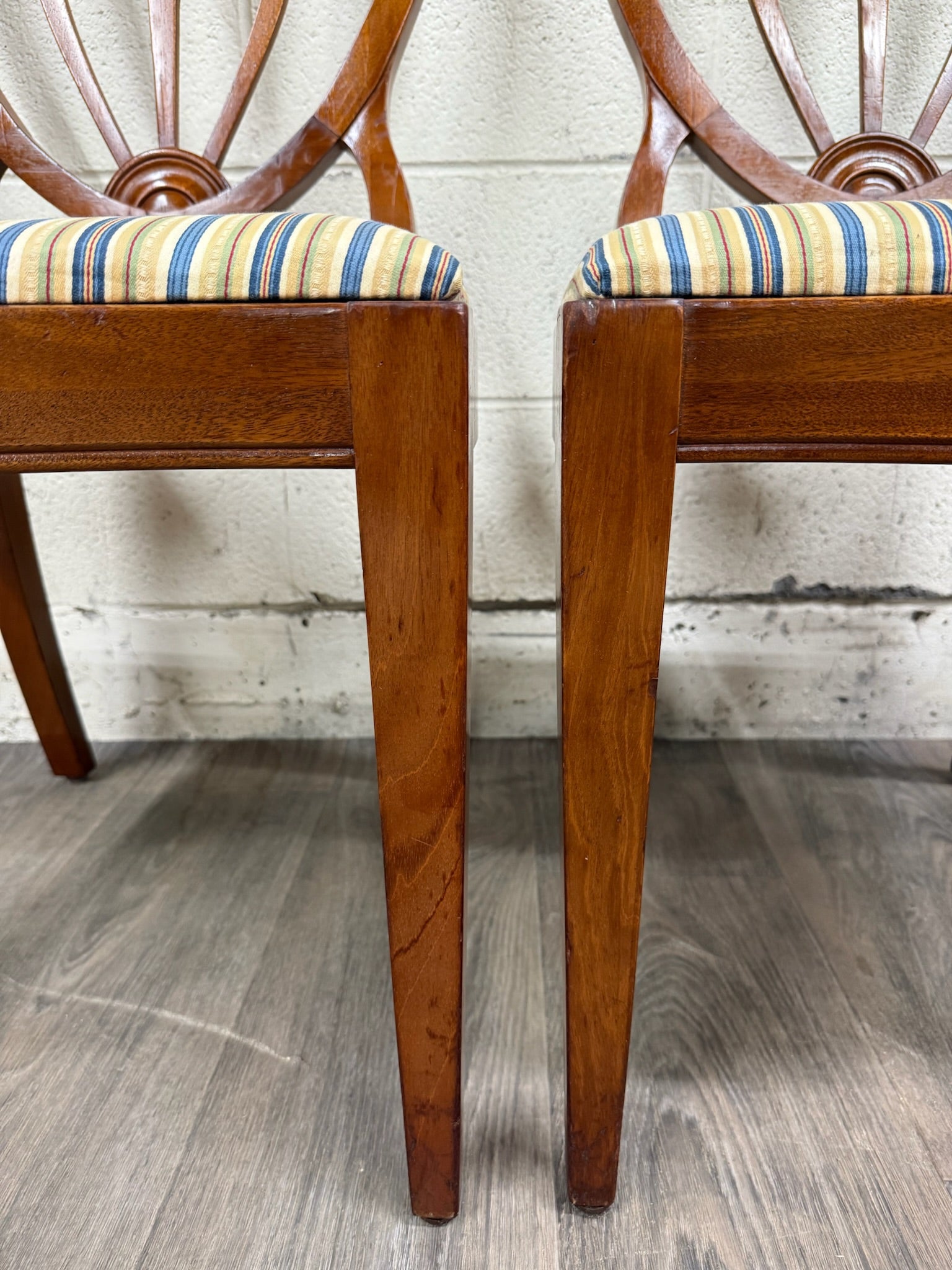 Vintage Hepplewhite or Georgian Style Shield Back Dining Chairs - Set of 6