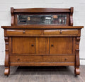 Antique Stout Furniture Co Tiger Oak Server Sideboard Buffet with Mirror