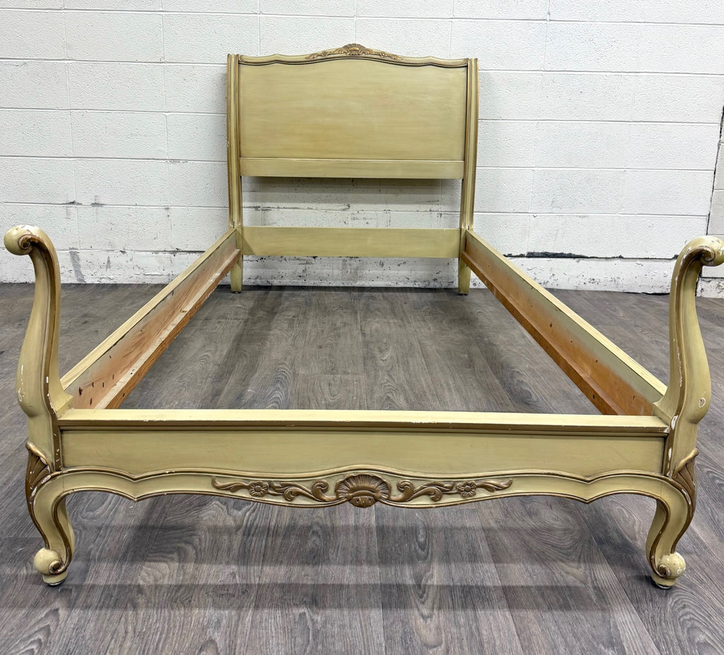Vintage Twin Size French Provincial Louis XV Style French Bisque Cream Bed
