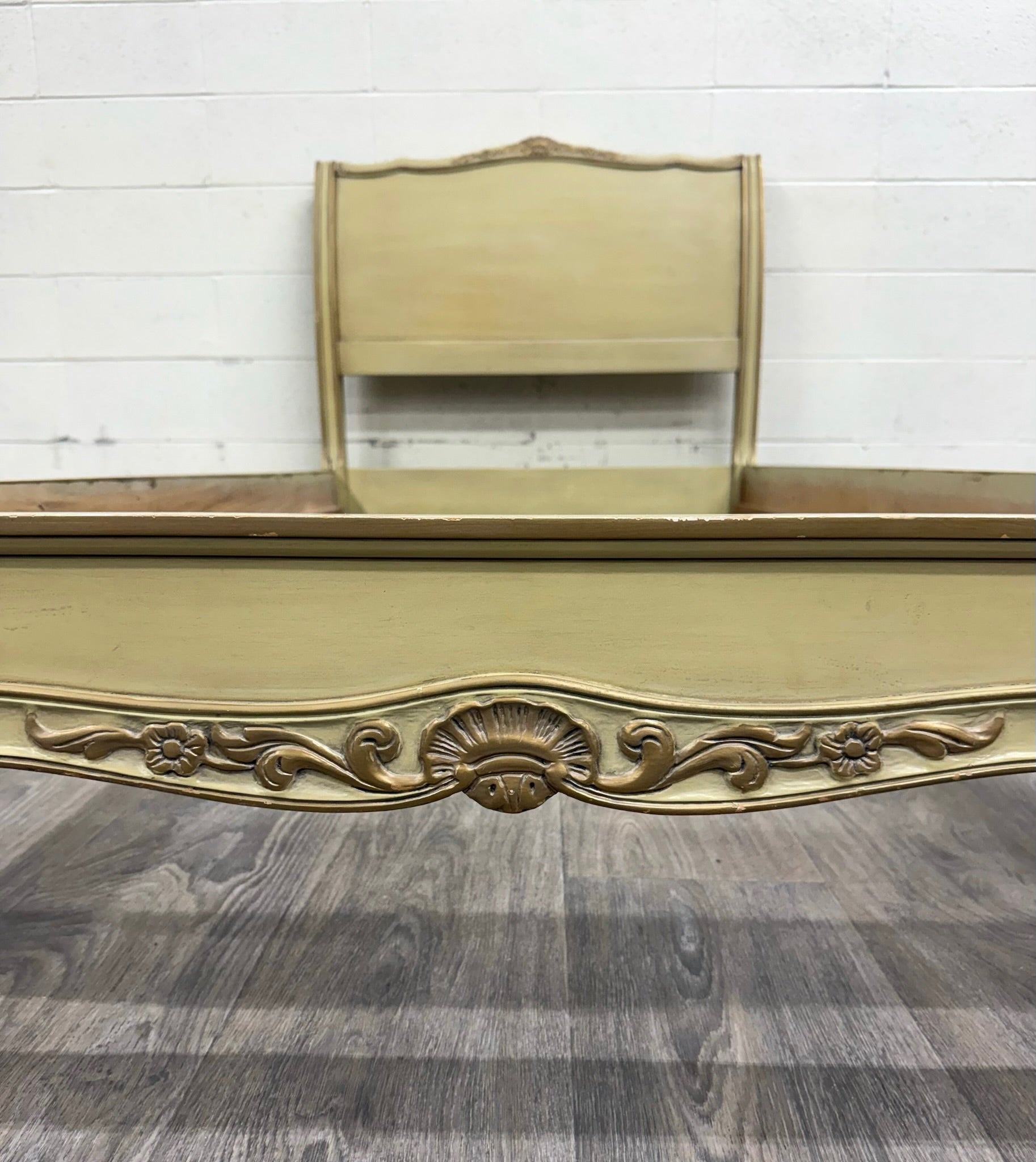 Vintage Twin Size French Provincial Louis XV Style French Bisque Cream Bed