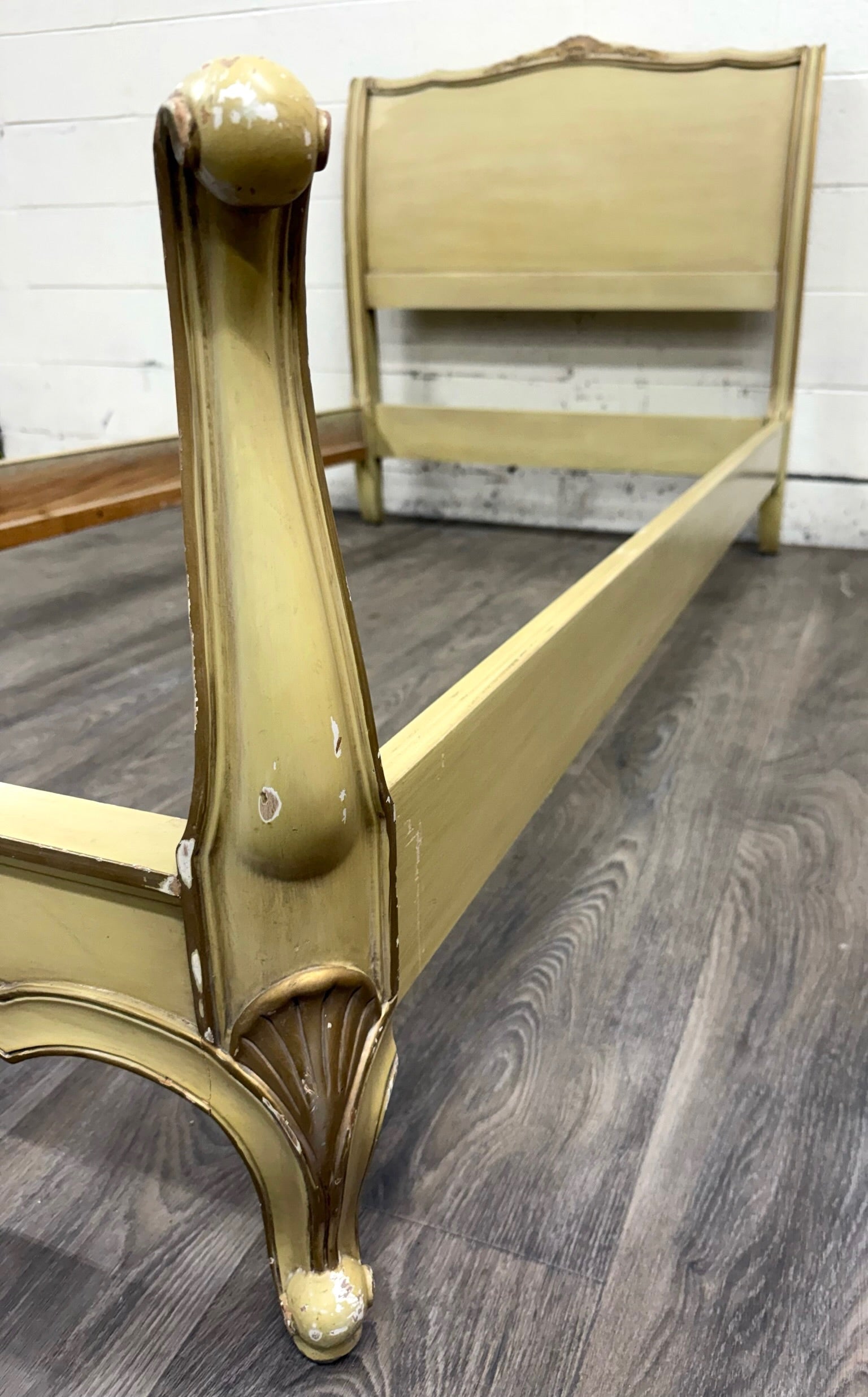 Vintage Twin Size French Provincial Louis XV Style French Bisque Cream Bed