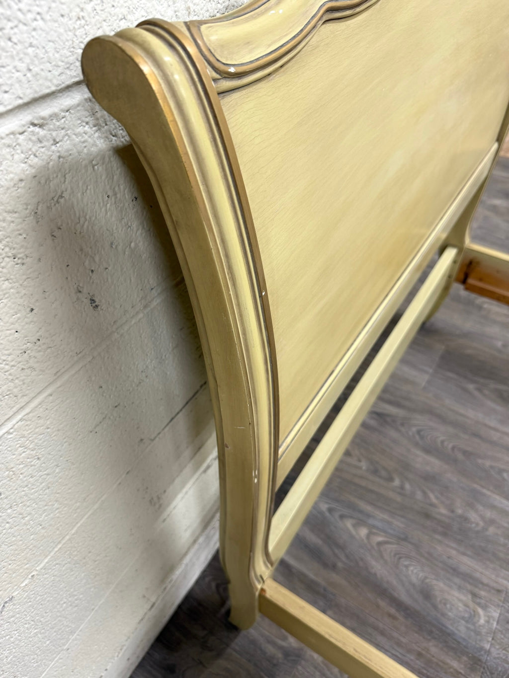 Vintage Twin Size French Provincial Louis XV Style French Bisque Cream Bed