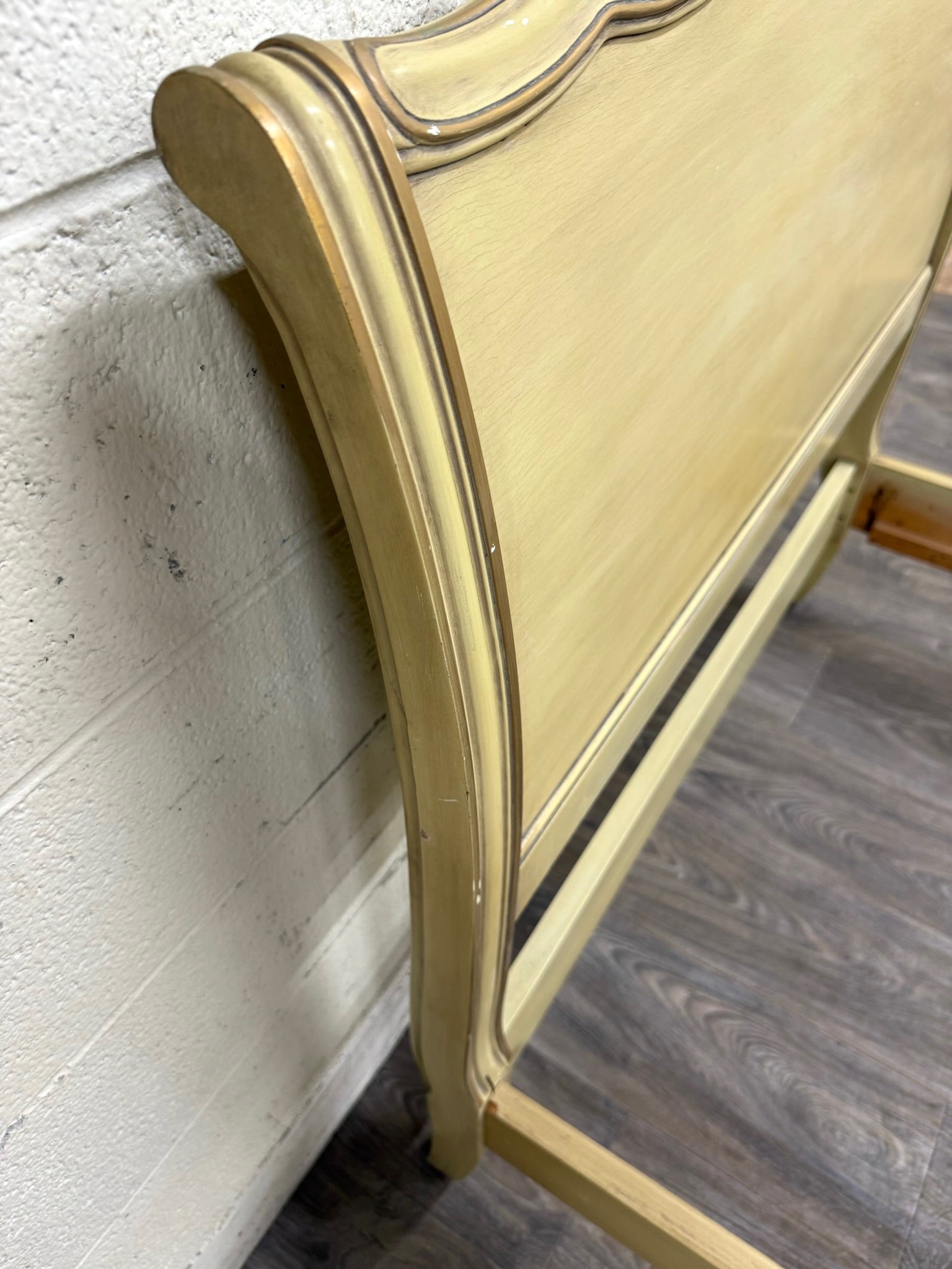 Vintage Twin Size French Provincial Louis XV Style French Bisque Cream Bed