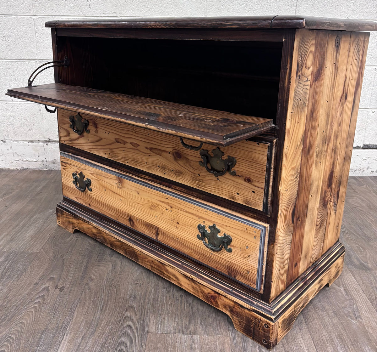 Vintage Solid Pine Three Drawer Lift Top Blanket Chest