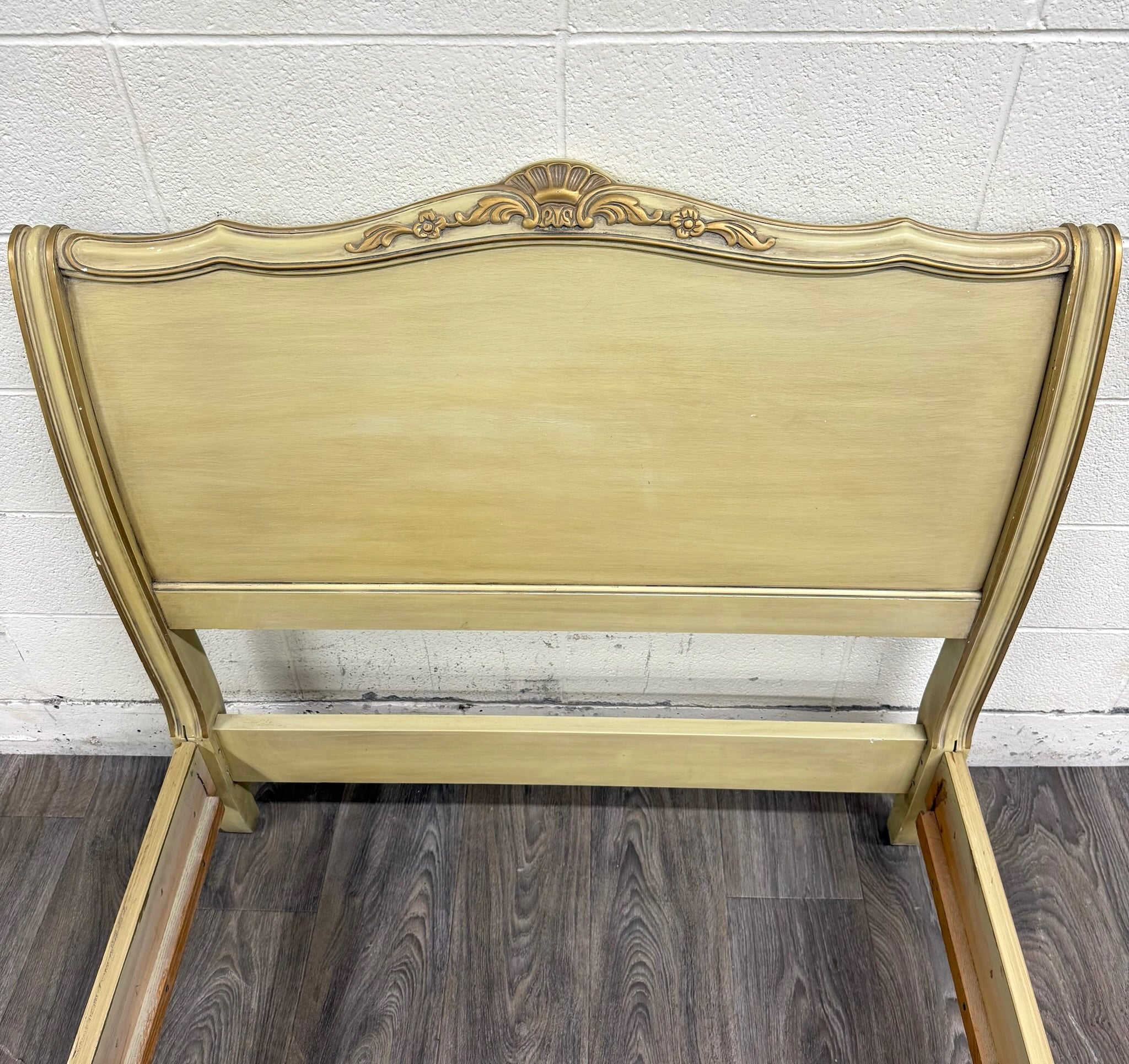 Vintage Twin Size French Provincial Louis XV Style French Bisque Cream Bed