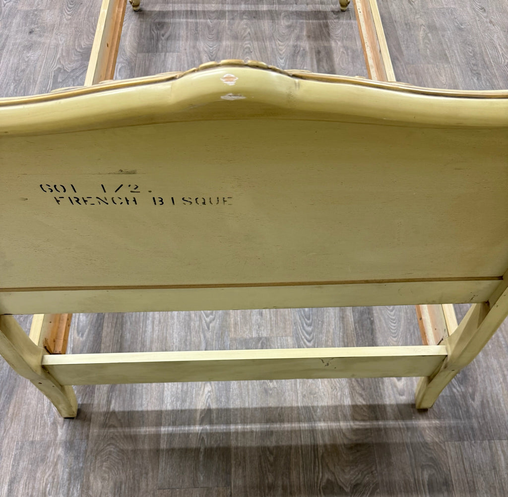 Vintage Twin Size French Provincial Louis XV Style French Bisque Cream Bed