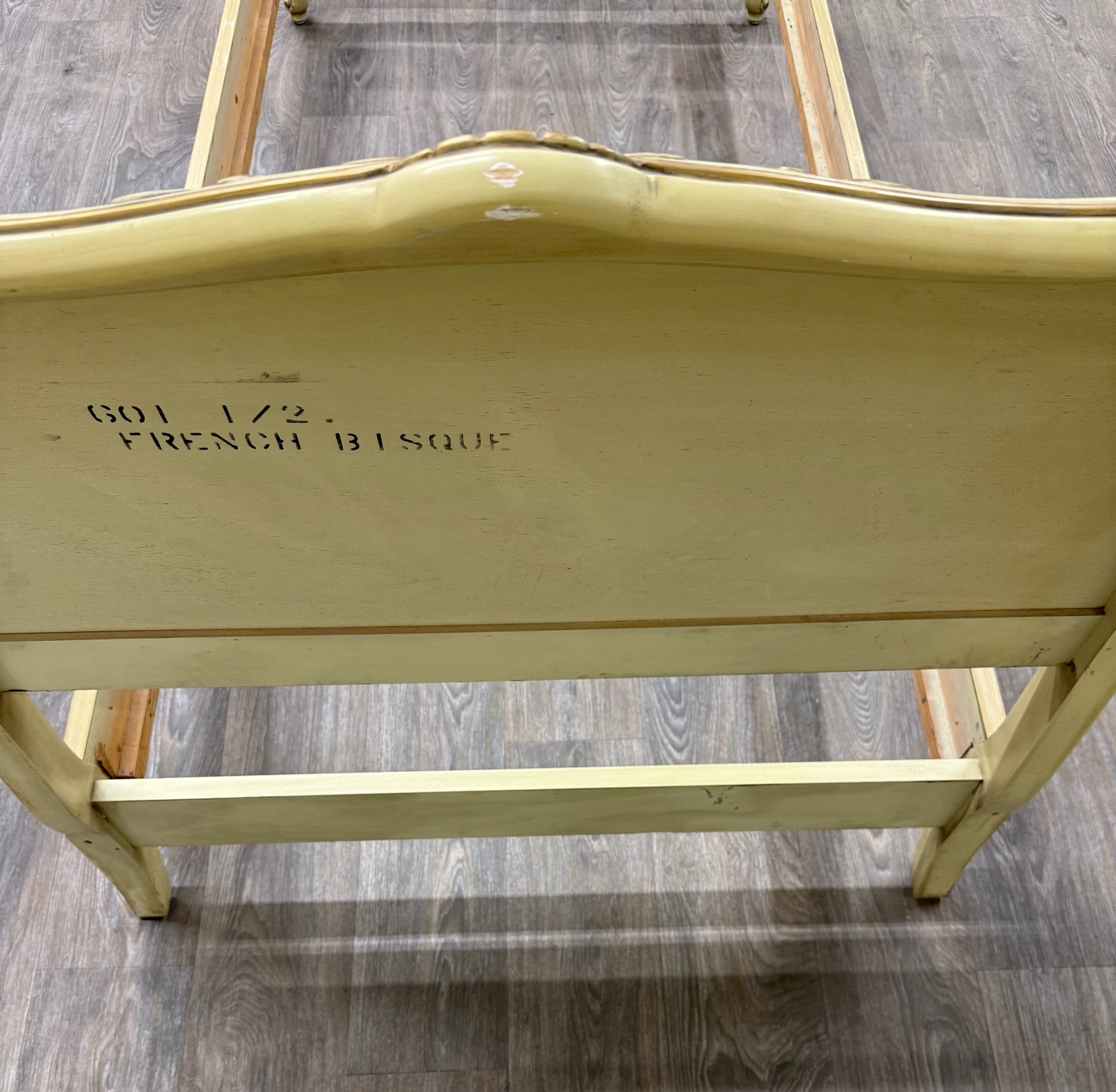 Vintage Twin Size French Provincial Louis XV Style French Bisque Cream Bed