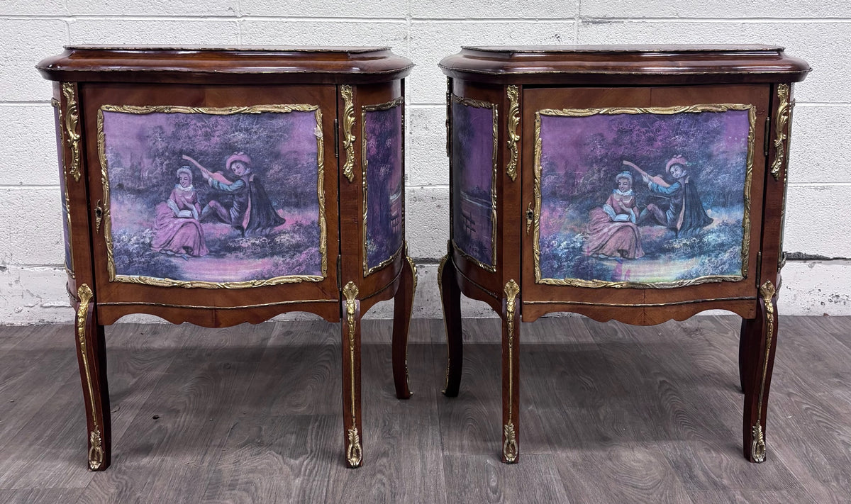 Vintage French Louis XV Style Nightstands Bedside Cabinets - Pair