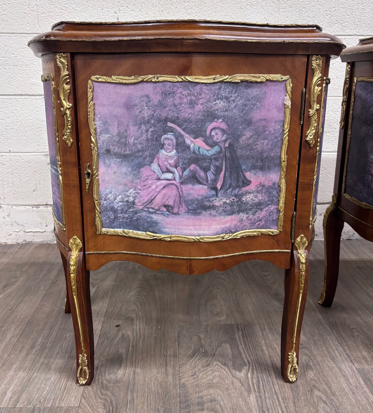 Vintage French Louis XV Style Nightstands Bedside Cabinets - Pair