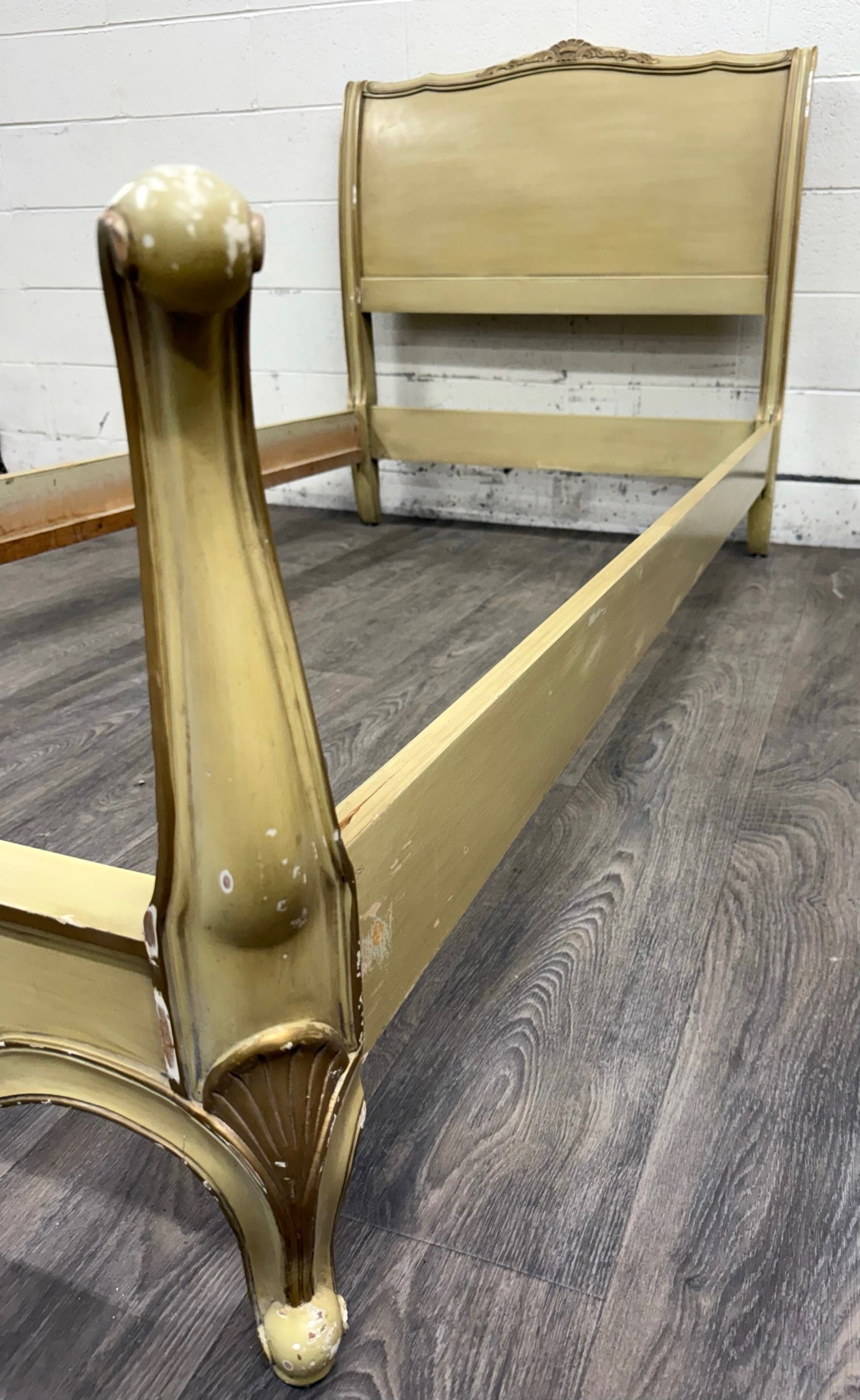 Vintage Twin Size French Provincial Louis XV Style French Bisque Cream Bed