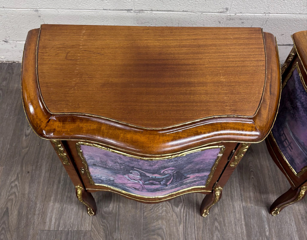 Vintage French Louis XV Style Nightstands Bedside Cabinets - Pair