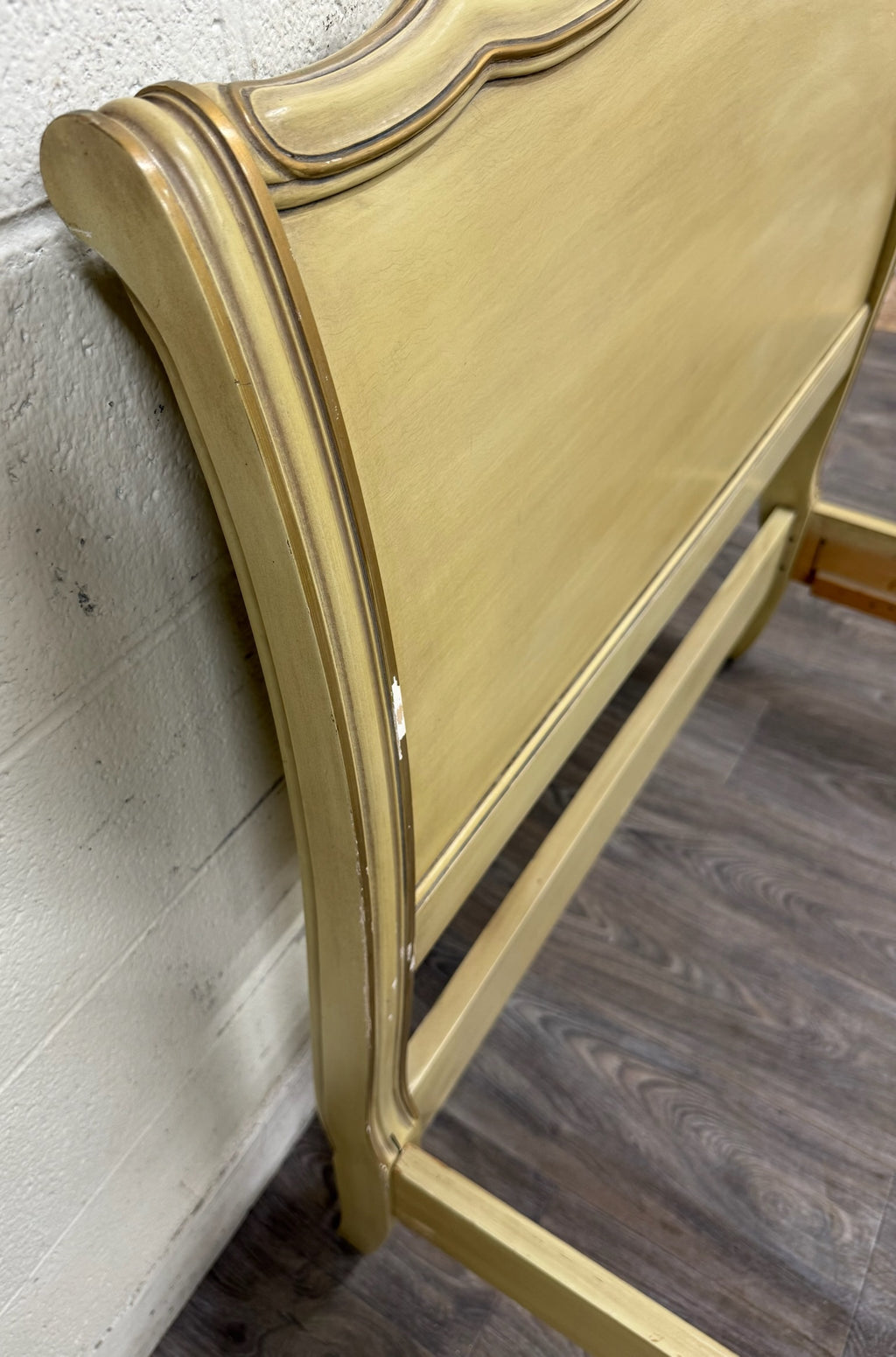 Vintage Twin Size French Provincial Louis XV Style French Bisque Cream Bed