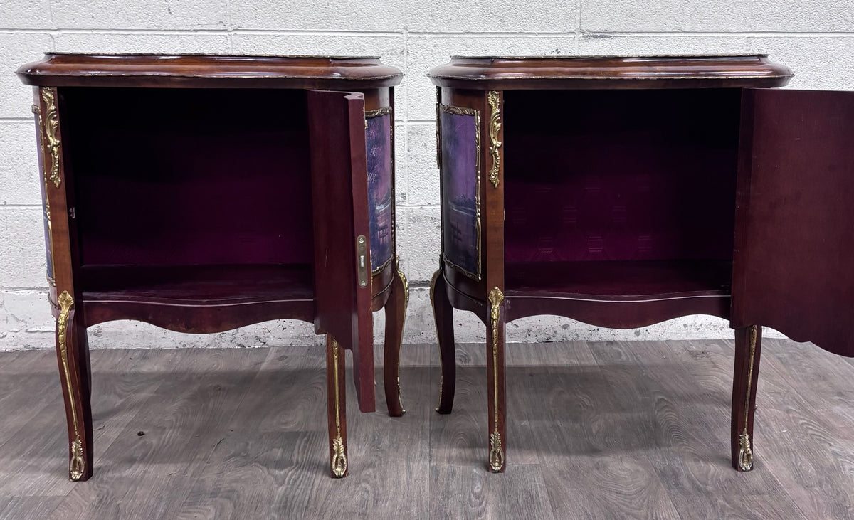 Vintage French Louis XV Style Nightstands Bedside Cabinets - Pair