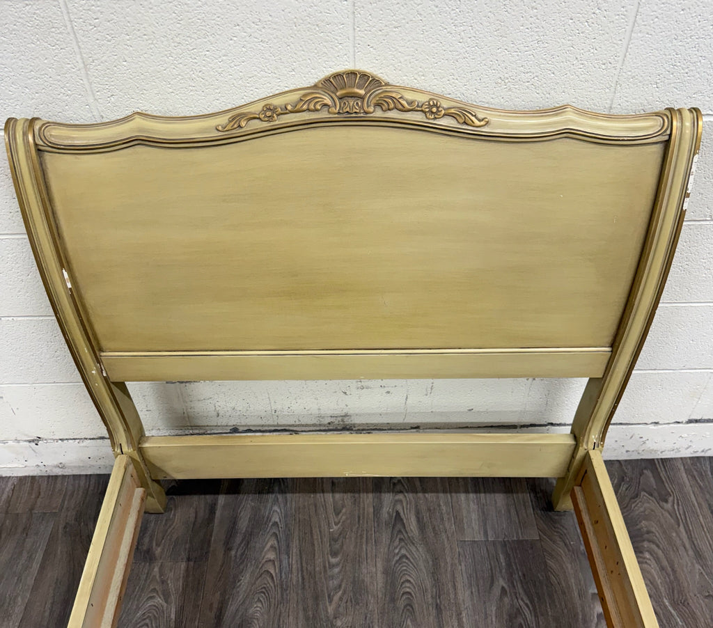 Vintage Twin Size French Provincial Louis XV Style French Bisque Cream Bed