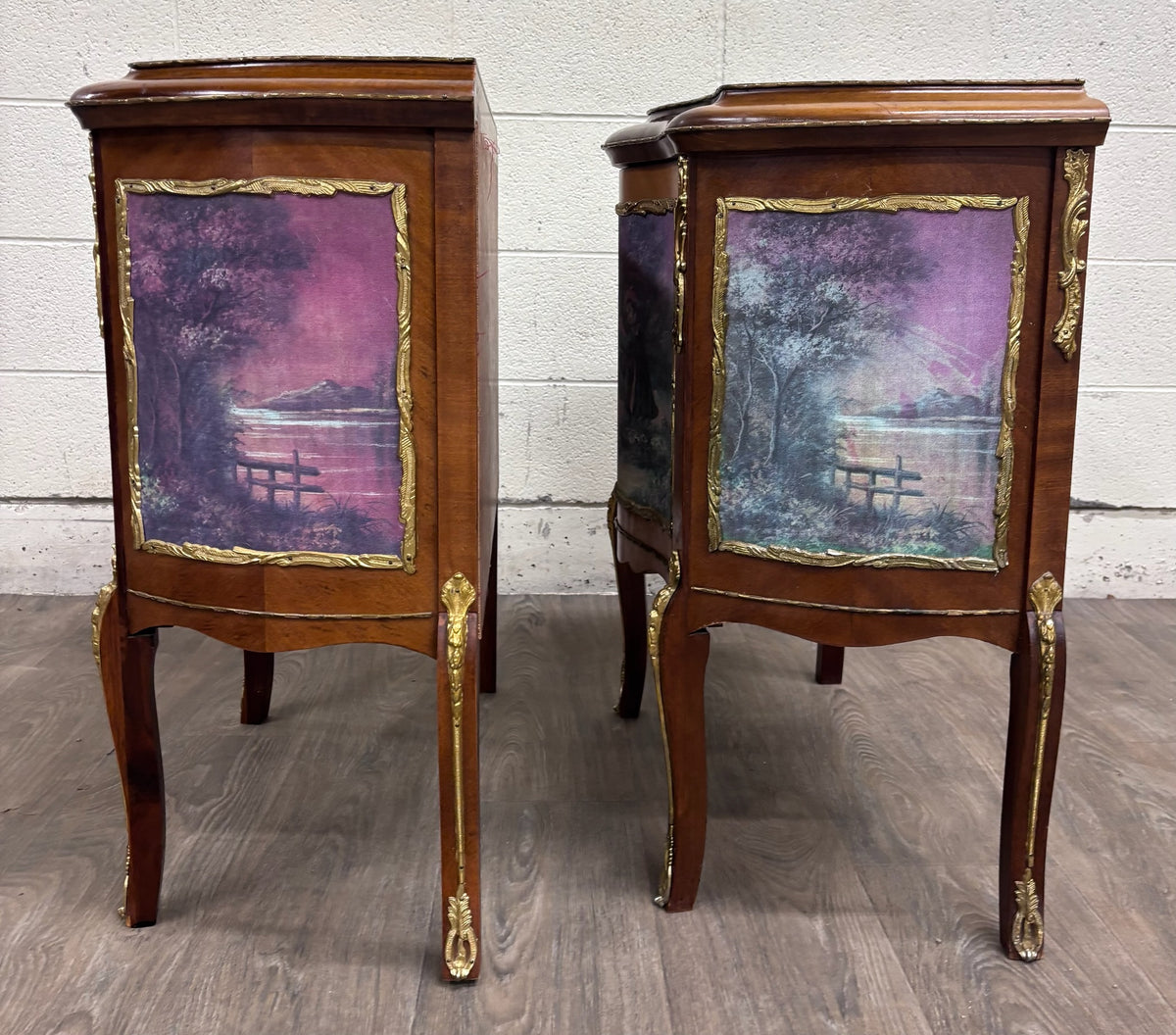 Vintage French Louis XV Style Nightstands Bedside Cabinets - Pair