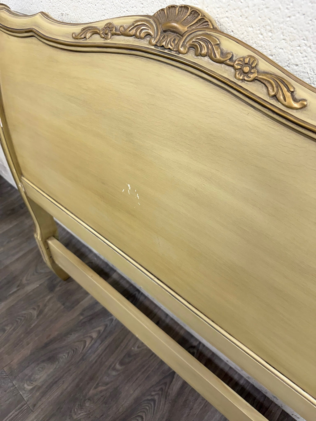 Vintage Twin Size French Provincial Louis XV Style French Bisque Cream Bed