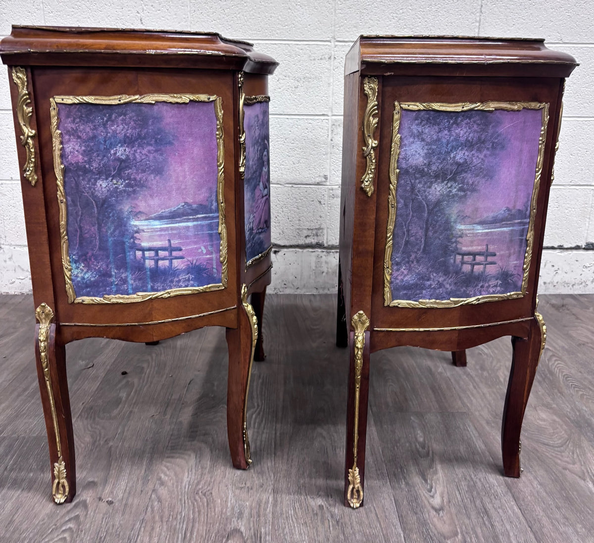 Vintage French Louis XV Style Nightstands Bedside Cabinets - Pair