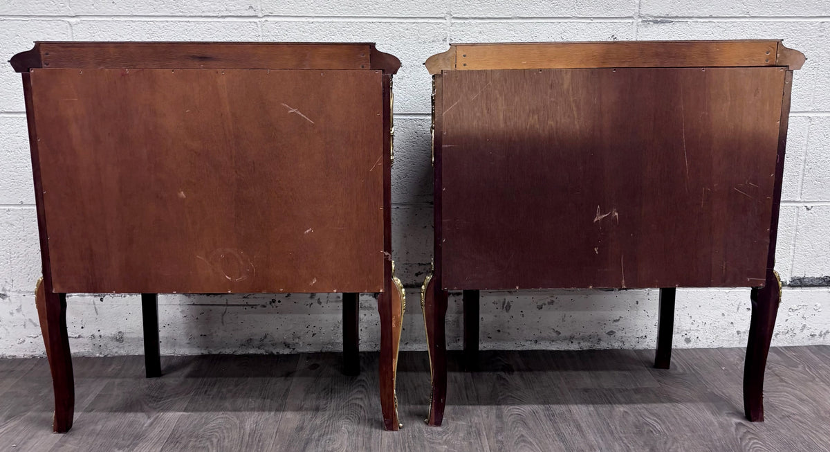 Vintage French Louis XV Style Nightstands Bedside Cabinets - Pair