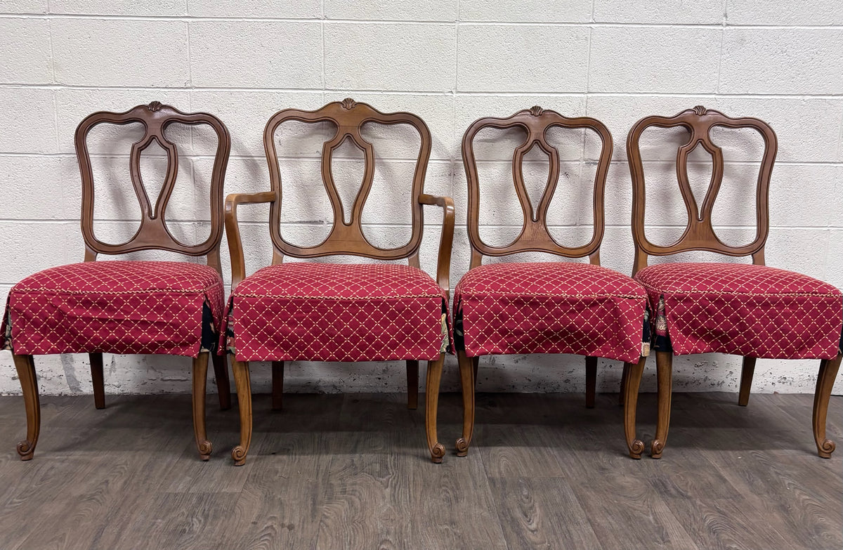 Vintage French Provincial French Louis XV Style Upholstered Dining Chairs