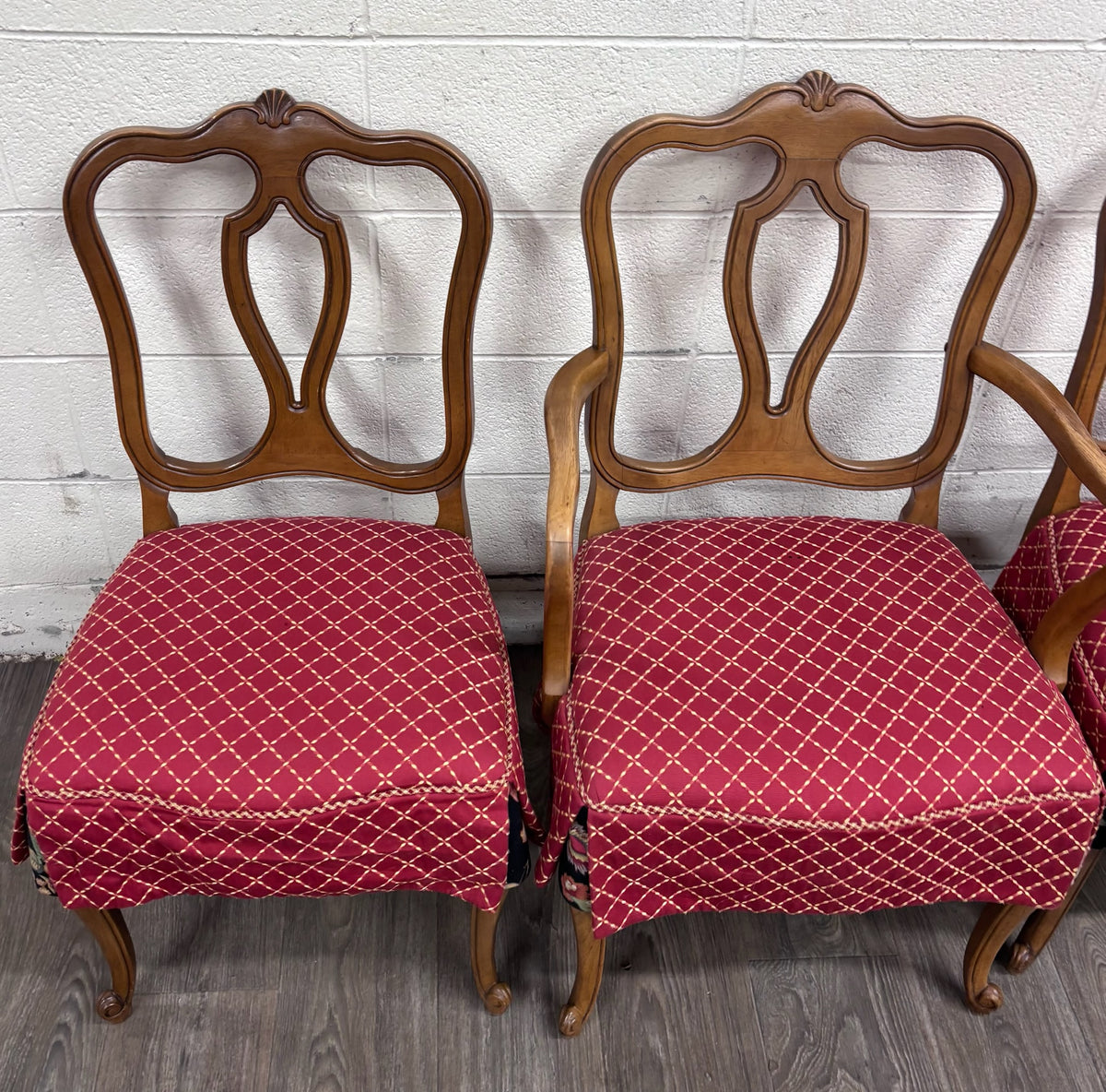 Vintage French Provincial French Louis XV Style Upholstered Dining Chairs