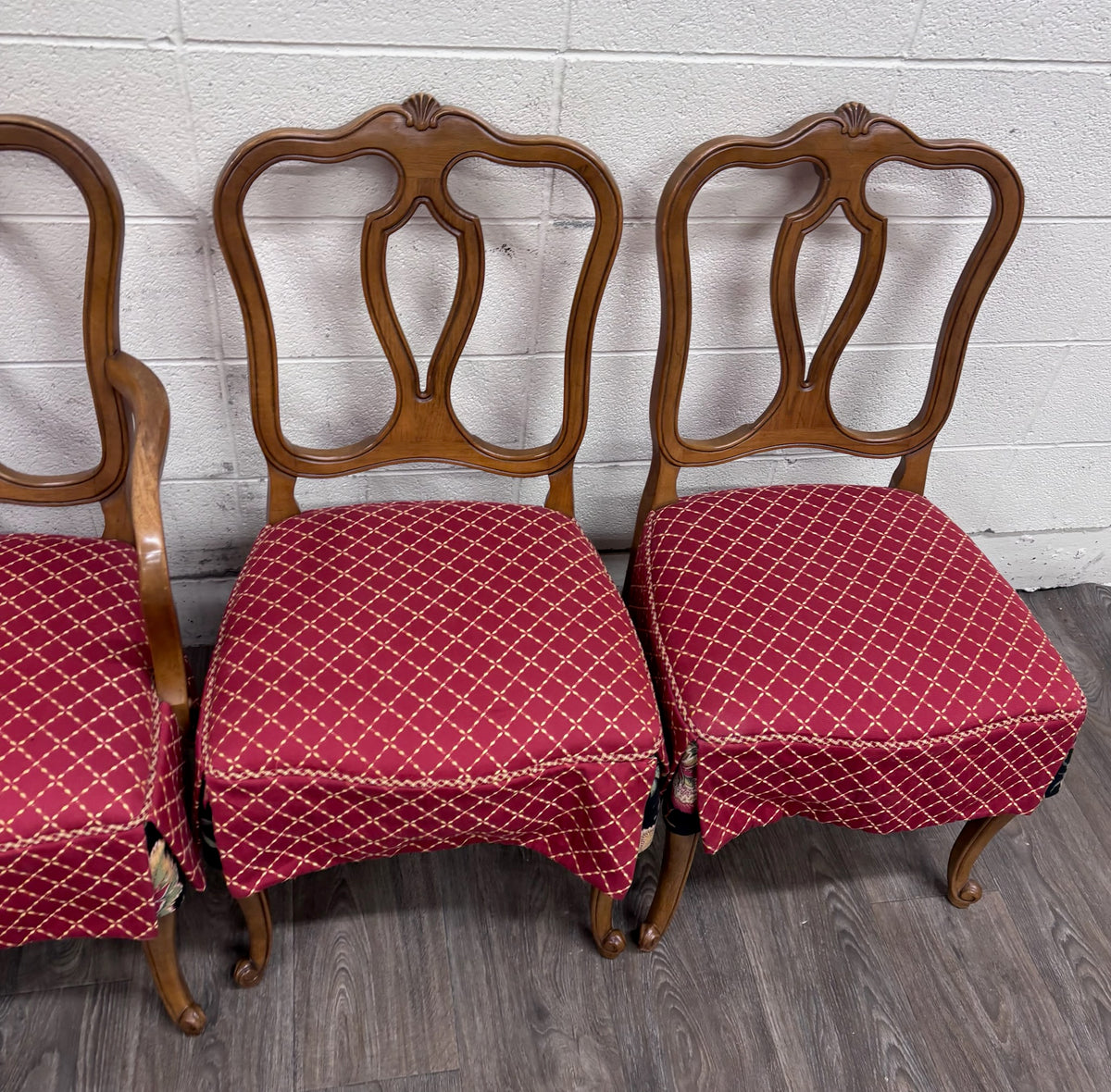 Vintage French Provincial French Louis XV Style Upholstered Dining Chairs