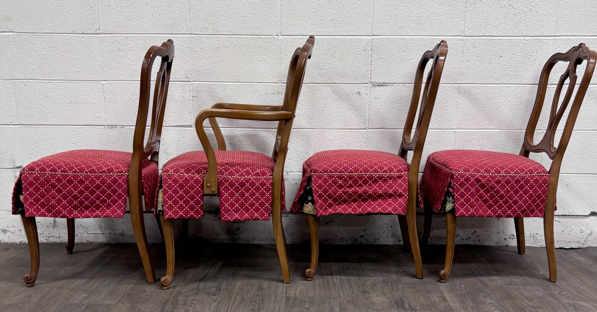 Vintage French Provincial French Louis XV Style Upholstered Dining Chairs