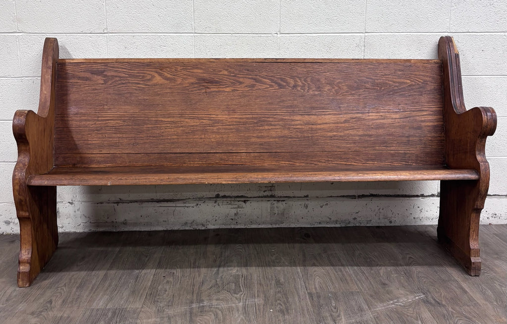 Antique Victorian Gothic Style Solid Oak Church Pew