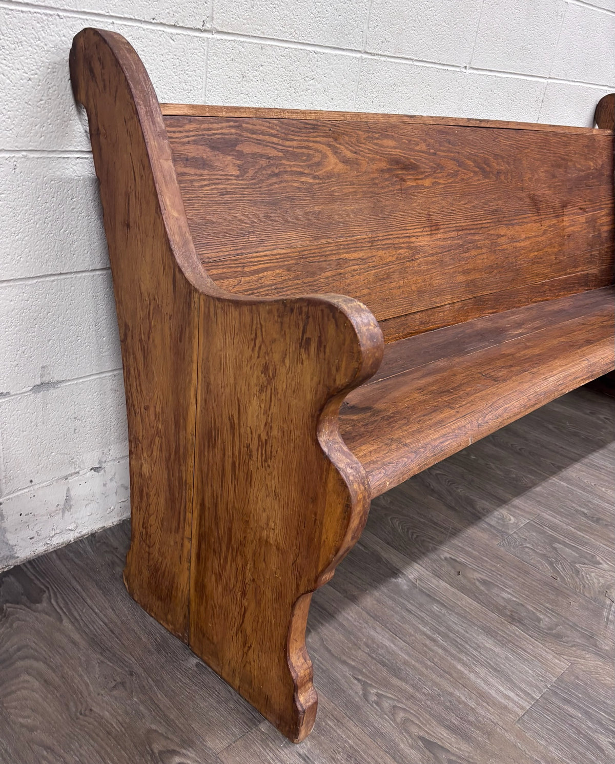 Antique Victorian Gothic Style Solid Oak Church Pew