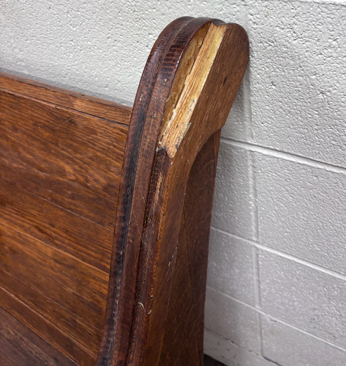 Antique Victorian Gothic Style Solid Oak Church Pew