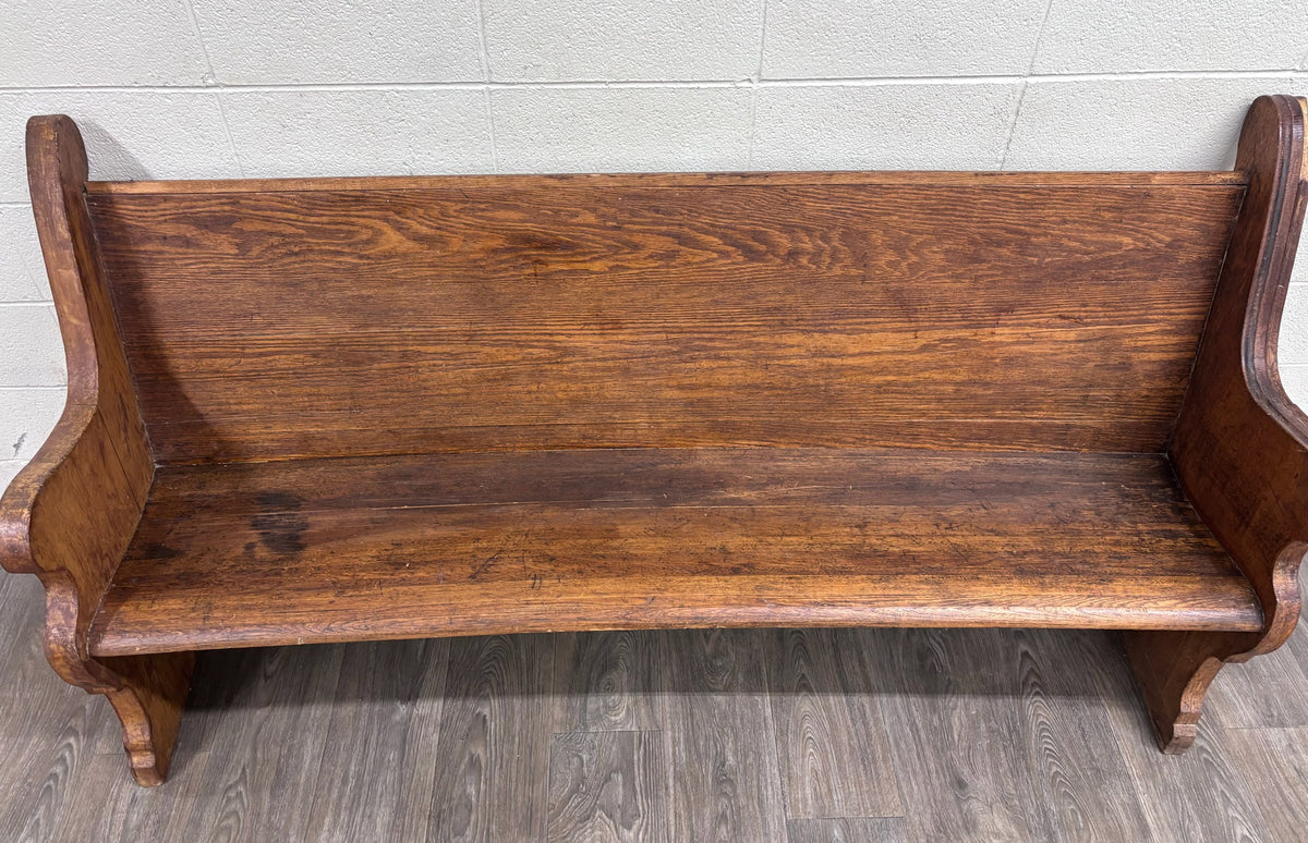 Antique Victorian Gothic Style Solid Oak Church Pew