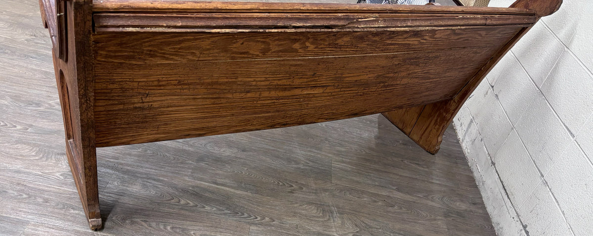 Antique Victorian Gothic Style Solid Oak Church Pew