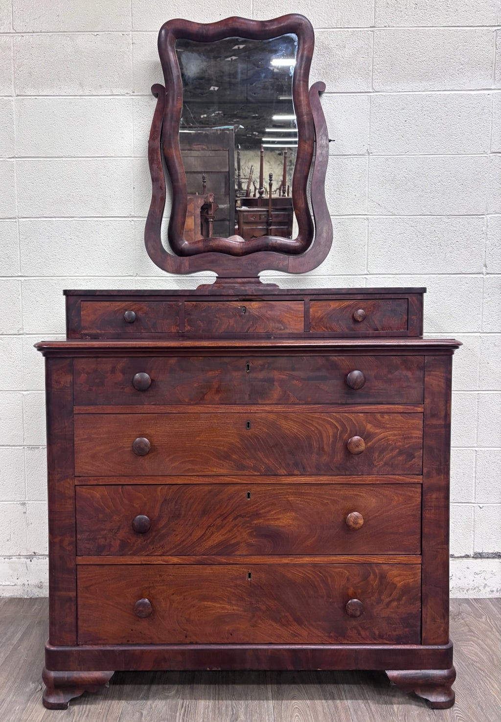 Antique Mid 1800s American Empire Chest of Drawers