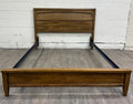 Vintage Full Size Mid Century Modern Walnut and Woven Cane Bed